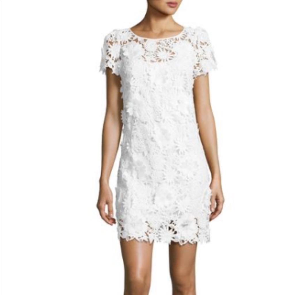 Milly Hvit Lace Kjole Dress 6 With A Slip